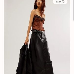 Free People City Slicker Vegan Maxi Skirt